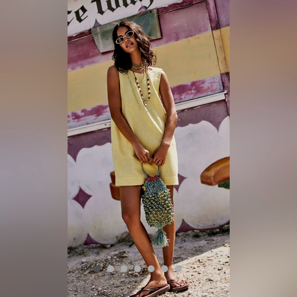 FP Movement by Free People Soft Yellow Sleeveless Shift Dress